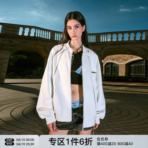 FORNINES美式棒球领皮衣外套