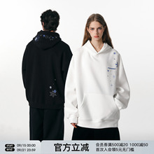 FORNINES雪花刺绣卫衣男潮牌情侣装重磅连帽衫2025秋冬新款外套女