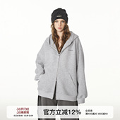 连帽衫 潮牌春季 拉链外套 灰色卫衣男女情侣装 FORNINES重磅刺绣开衫