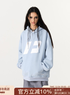 FORNINES重磅蓝色卫衣男女情侣装连帽衫潮牌秋冬上衣加厚加绒外套