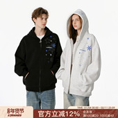 FORNINES雪花刺绣重磅开衫 加绒加厚外套女 春季 卫衣男款 情侣连帽衫