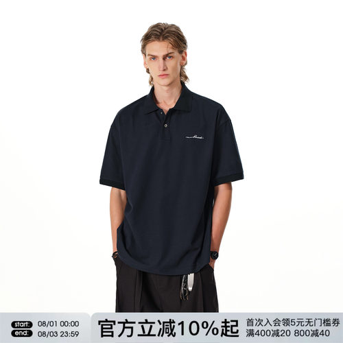 FORNINES刺绣百搭短袖polo衫男款宽松休闲翻领T恤夏季半袖上衣女