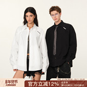 男生潮牌黑色上衣春季 FORNINES刺绣设计感解构长袖 衬衫 休闲外套女