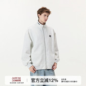 FORNINES刺绣立领拉链开衫 通勤外套 灰色卫衣男女潮牌春秋情侣美式