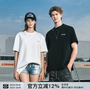 体恤衫 cleanfit半袖 T恤男女潮牌夏季 FORNINES刺绣空气层正肩短袖