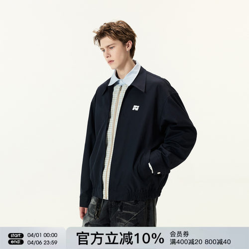 FORNINES设计感微短款拼接假两件夹克男款潮牌春季小众翻领外套女