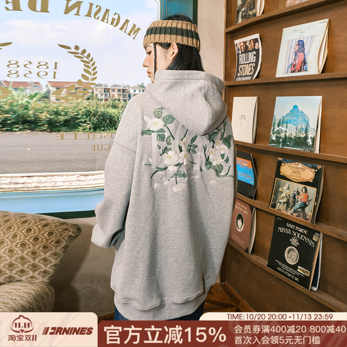 赵昭仪同款FORNINES重磅刺绣卫衣男女连帽衫情侣上衣春秋加绒外套