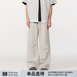 子夏秋工裝 褲 褶皺傘兵褲 潮牌長褲 男女直筒闊腿休閑褲 FORNINES薄款