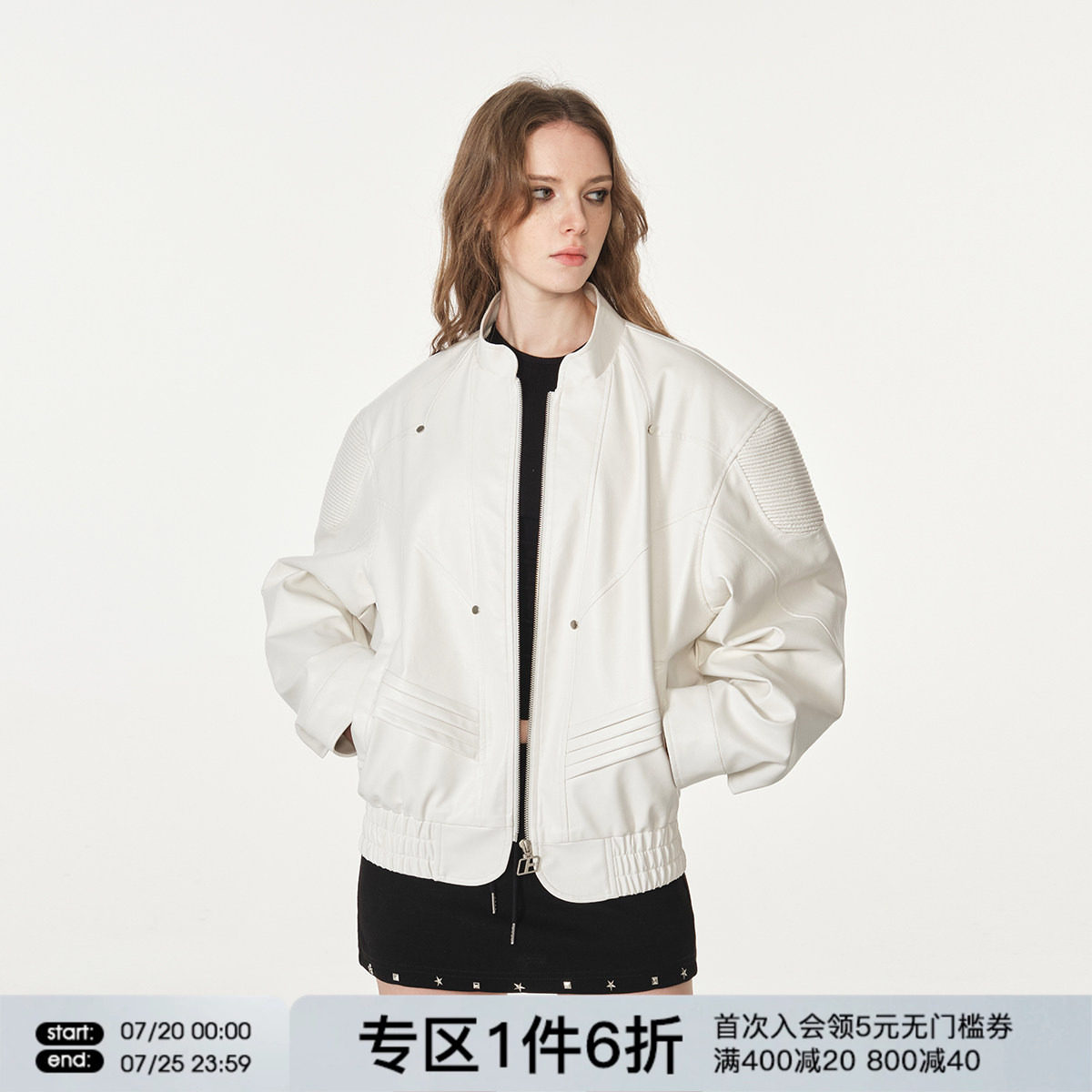 FORNINES短款垫肩pu皮外套男女机车服潮牌立领皮衣春秋款美式夹克