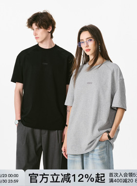 FORNINES重磅纯棉刺绣短袖T恤男款夏季潮牌合身正肩半袖打底衫女