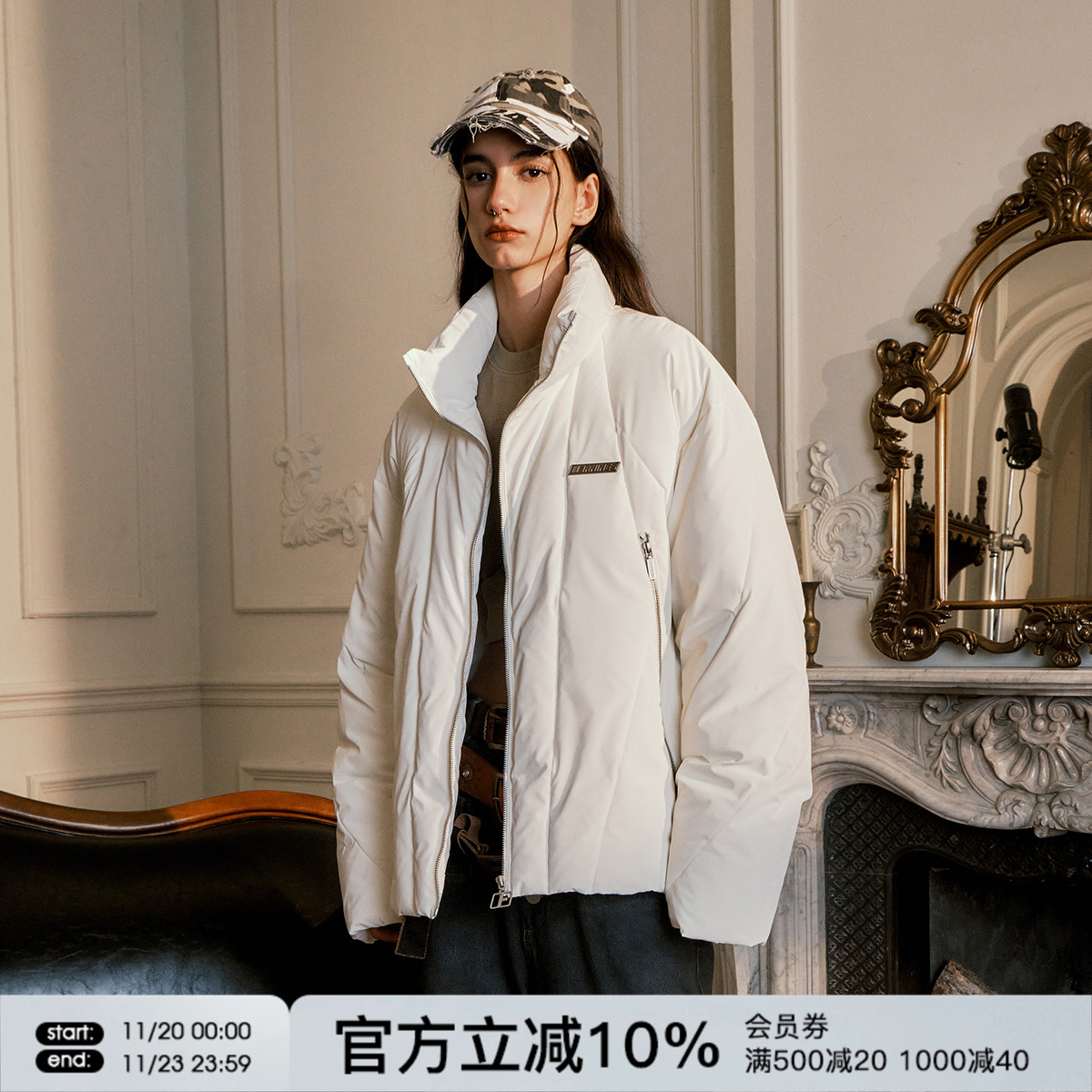 FORNINES微短款三防皮面棉服