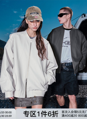 FORNINES设计感棒球领pu皮衣男女潮牌机车服春季痞帅夹克美式外套