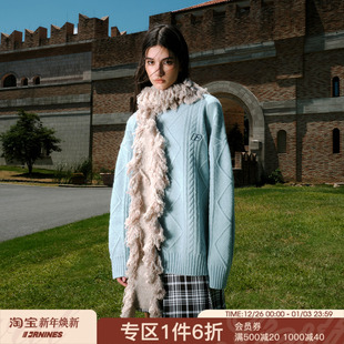 FORNINES慵懒风含羊毛圆领针织衫 男潮牌秋冬纯色毛衣情侣休闲线衣