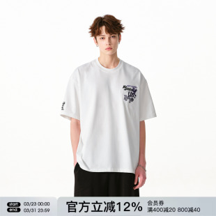 宽松打底衫 半截袖 上衣夏季 FORNINES重磅刺绣纯棉T恤男女潮牌短袖