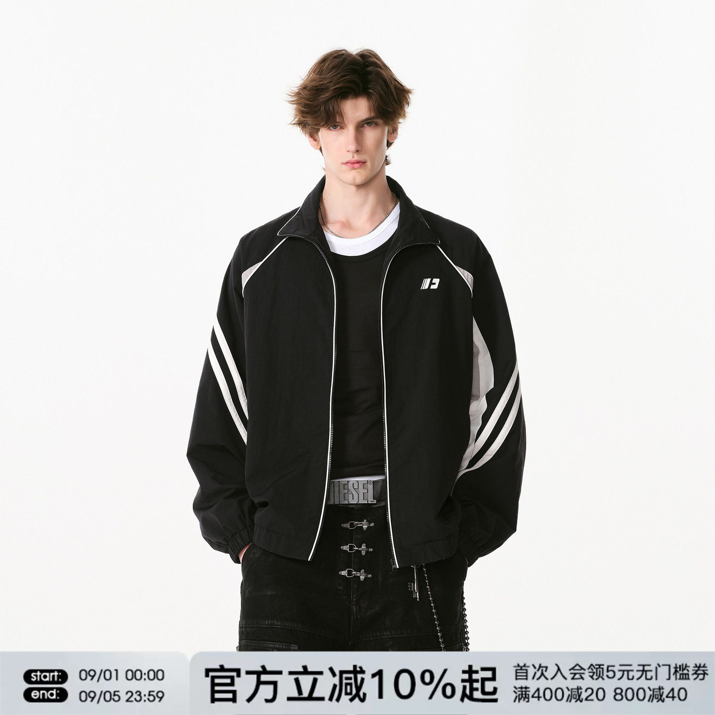 FORNINES防泼水撞色拼接立领运动夹克男款潮牌春秋休闲外套女上衣图片
