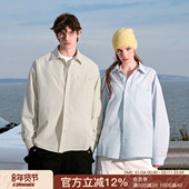 男女情侣装 FORNINES肌理感条纹刺绣logo长袖 衬衫 潮牌上衣春秋外套