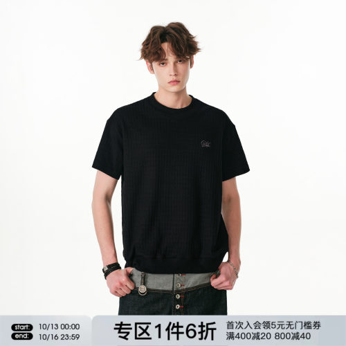 FORNINES正肩合身针织短袖T恤男款情侣上衣女潮牌夏季半袖打底衫