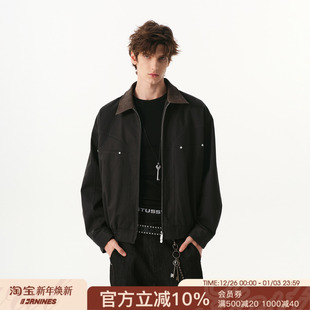 外套女 工装 FORNINES莱赛尔天丝复古翻领巴恩风夹克男款 秋冬微短款