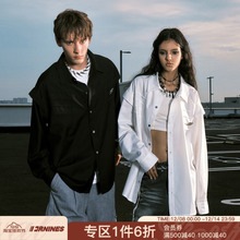 FORNINES小众压褶设计感cleanfit白色长袖衬衫男女潮牌春秋季外套