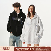 FORNINES雪花刺绣重磅450g拉链卫衣男女情侣开衫 潮牌春季 连帽外套