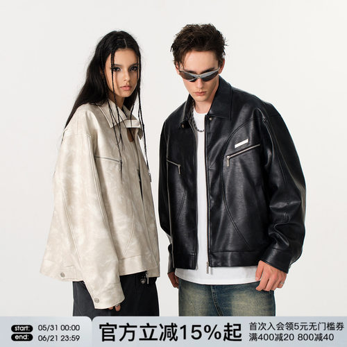FORNINES复古机车皮夹克