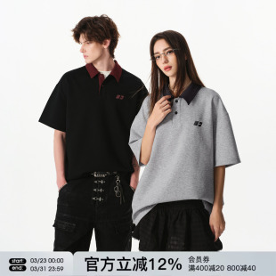 半袖 男女情侣上衣潮牌夏季 T恤 polo衫 FORNINES曼巴棉撞色翻领短袖