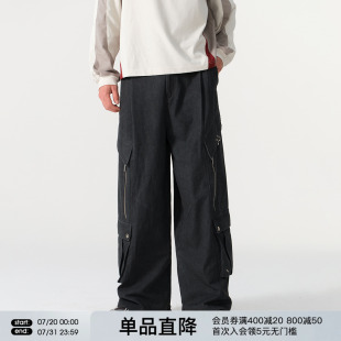美式 FORNINES水洗做舊工裝 男女潮牌春秋寬松闊腿直筒休閑褲 長褲 褲
