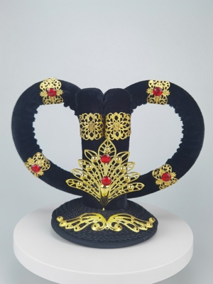 敦煌天女发饰飞天乐鼓发包假发反弹琵琶头饰铃鼓民族舞蹈镀金饰品