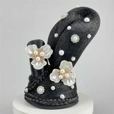 古装假发包汉服头饰古典舞艺考发鬓发饰珠花花神鬓发新娘盘头发丝