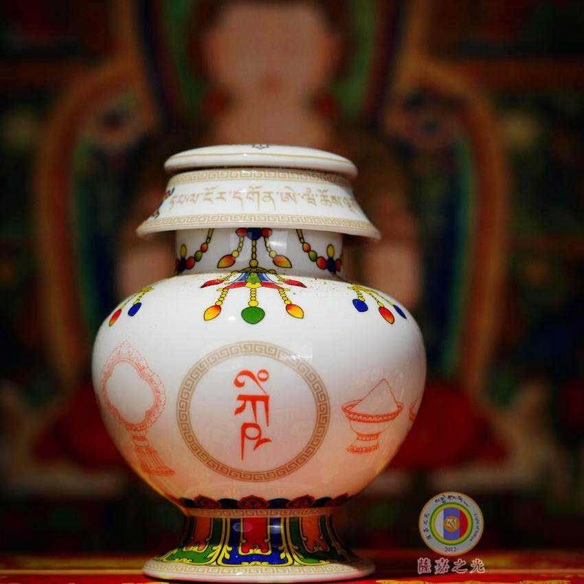 荐！萨迦密宗俄巴主庭俄尔司 吉祥地主龙王藏式宝瓶带盒摆件