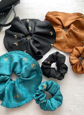 法式超大号发圈古风烫金蝴蝶发绳30cm大肠圈扎头发发饰低马尾发圈