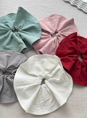 法式大肠圈肌理30cm棉麻加大发圈粉色小众网红潮个性夸张头花发箍