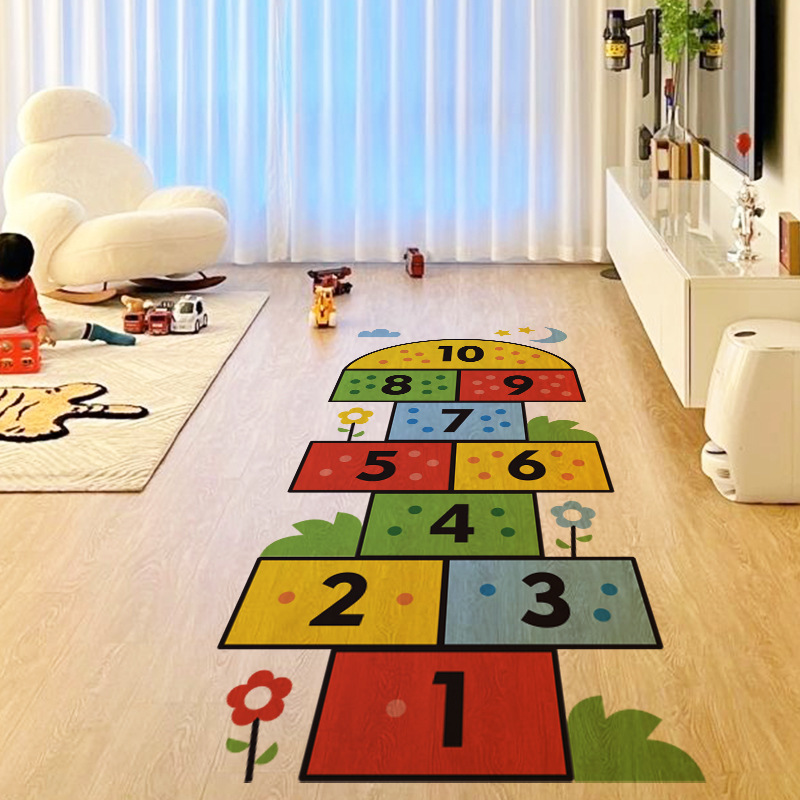 儿童卡通跳房子数字贴儿童房幼儿园创意卡通趣味数字地面装饰贴画图片