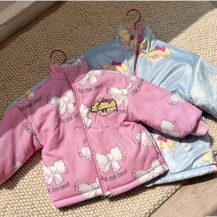 加绒！现货！韩国童装婴儿宝宝女童玫粉色女孩卫衣短裙裤子套装