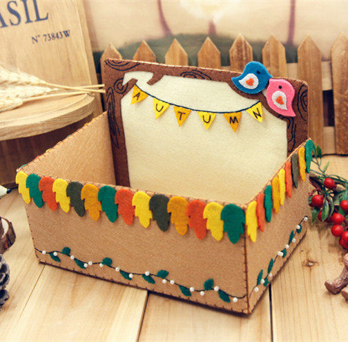 免裁剪枝头的爱恋猫头鹰收纳盒置物盒不织布手工diy布艺材料包