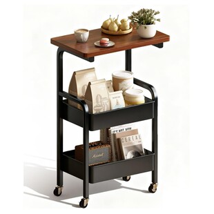 3 Tier Metal Rolling Utility Cart Organizer Table Top Stable