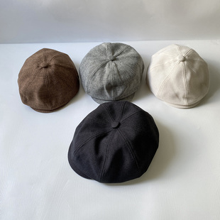 外贸品质粗麻透气八角帽春夏有型报童帽显脸小鸭舌帽百搭英伦风