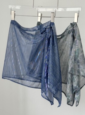 给日本顾客制作的样品 车间多色 飘逸薄纱半身裙女不规则系带屁帘