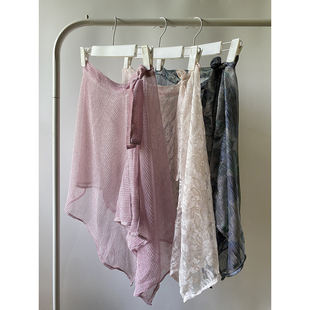 系带裙帘瑜伽遮屁帘 外贸精品春夏百搭蕾丝屁帘叠穿沙滩罩裙一片式