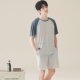 夏季 睡衣男士 凉感套头大码 宽松简约时尚 冰丝螺纹圆领短袖 套装 短裤