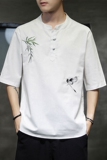 夏季新亚麻吸汗T恤风大码亚麻透气短袖原创刺绣半袖TZ84A，男装T恤，电商A021A