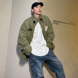 @好看的港风棉衣休闲工装宽松青春拉链夹克棉服MY16P95，男装棉衣，电商A021A