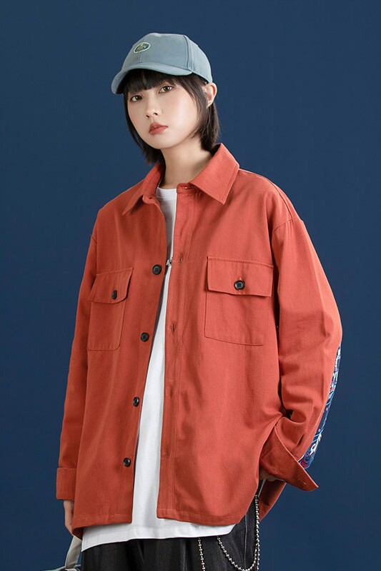 2021春夏新款原创拼料花布宽松简约工装夹克百搭外套J,男装夹克,电商A021A