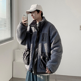 @港风棉服冬季新款反光条羊羔毛棉衣加厚潮外套MY89，男装棉衣，电商A021A