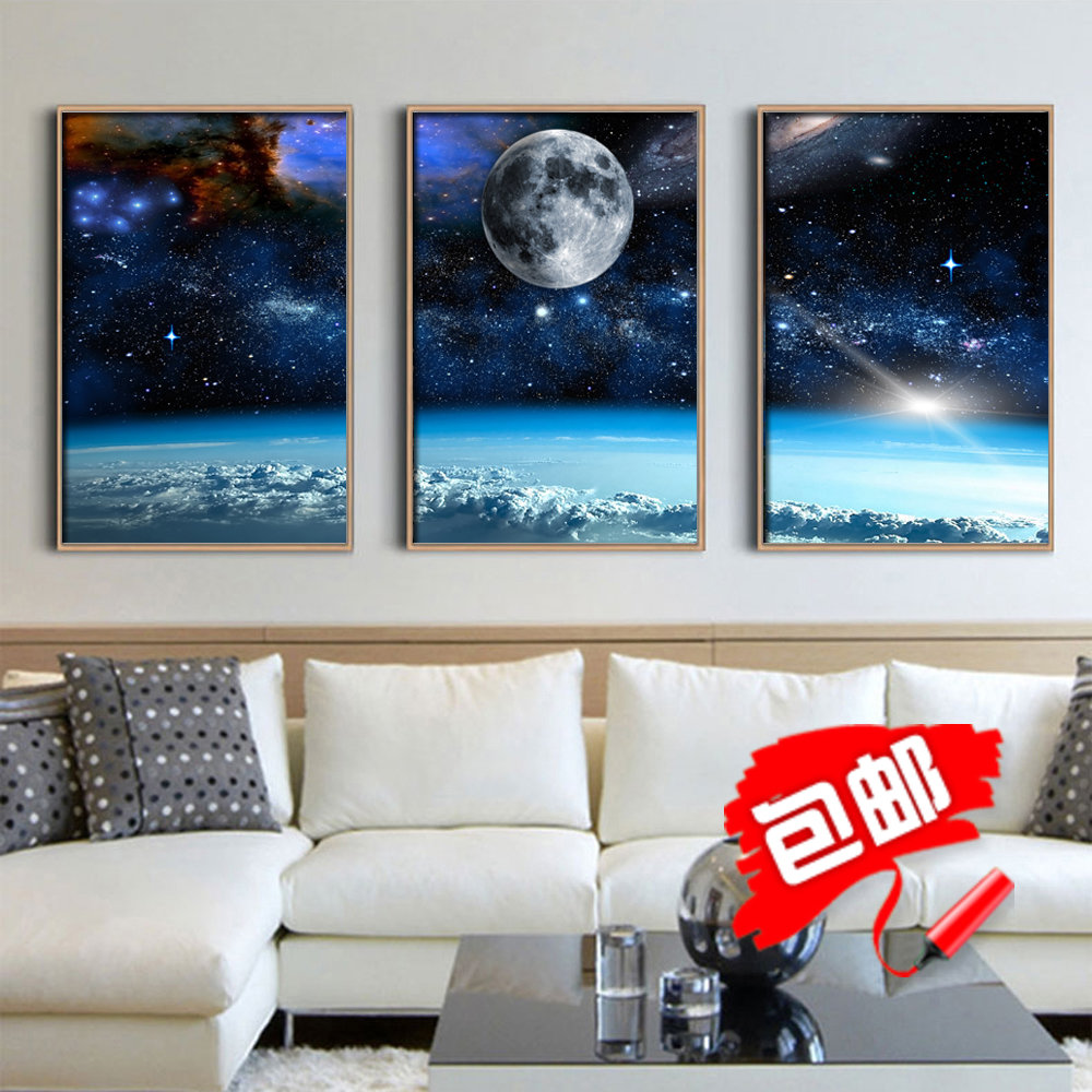 现代欧式客厅背景墙星空装饰画