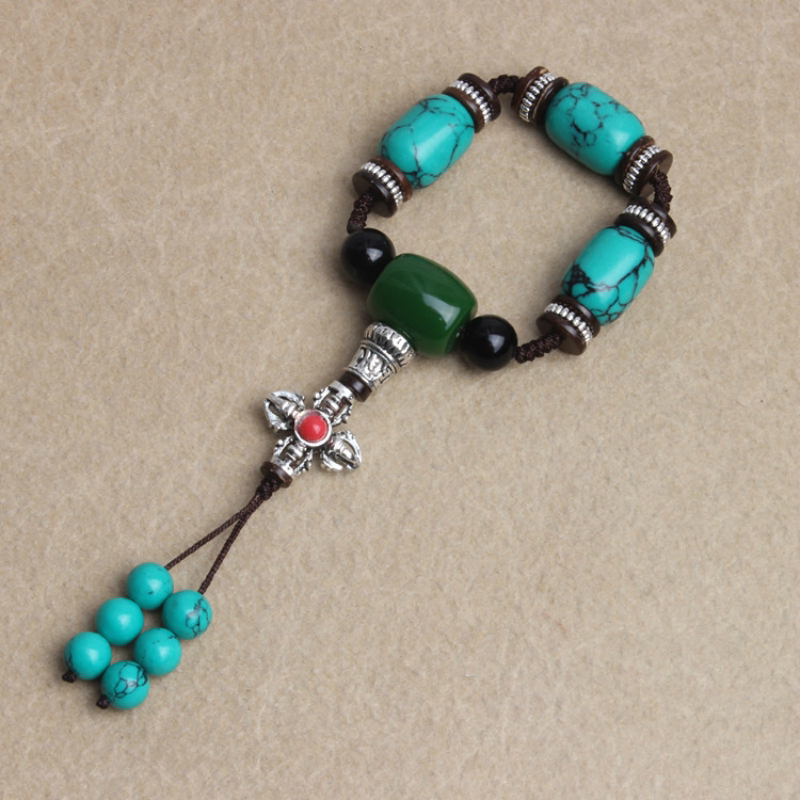 星月菩提金刚配饰男108颗文玩合成蜜蜡绿松石佛珠手串配件四件套