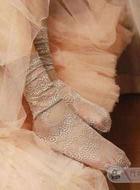 niss26 春夏新款日韩系唯美复古蕾丝花边镂空薄款中筒堆堆袜子女