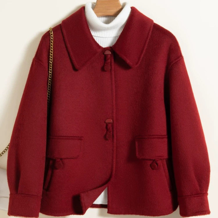 2025秋冬新款小个子双面呢羊毛大衣女短款宽松洋气减龄保暖外套女,女装/女士精品,中老年女装,淘宝优惠券,粉丝福利购,淘宝优惠卷