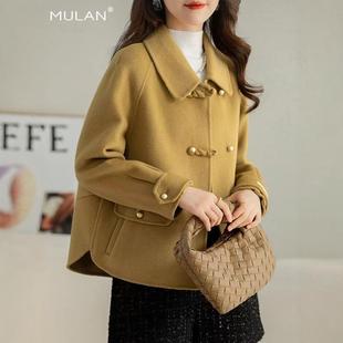 2024短款双面呢双面绒外套大衣上衣时尚宽松春新款小个子呢子