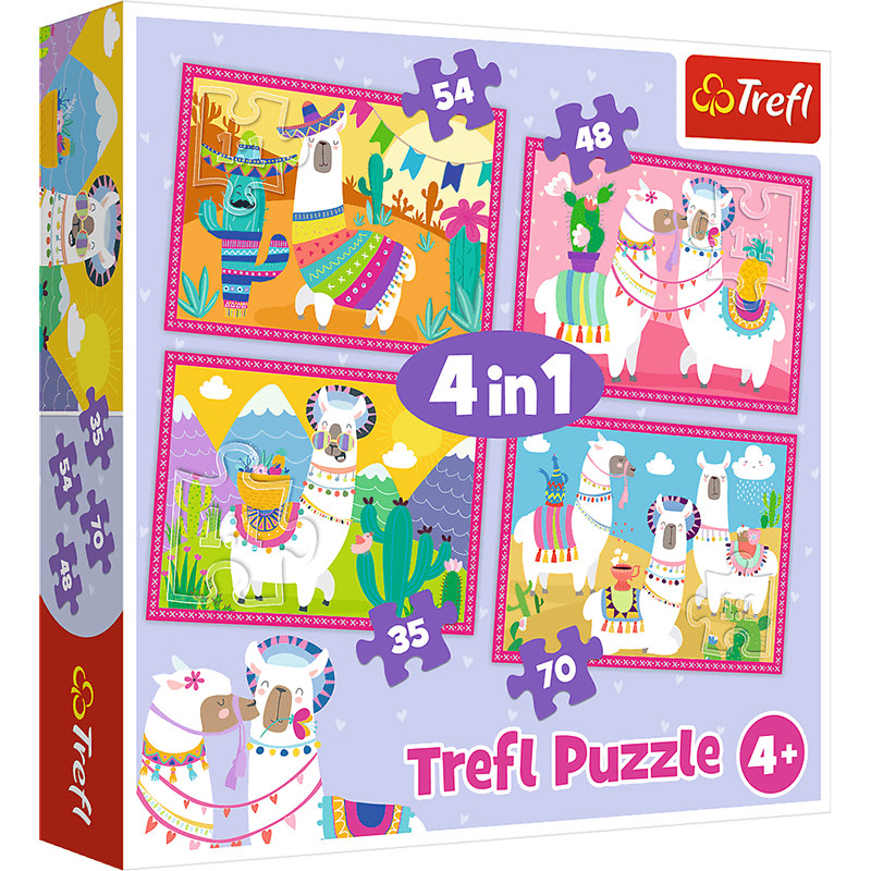 Trefl进口儿童拼图4合1 35/48/54/70 片度假羊驼（88元任选3盒）